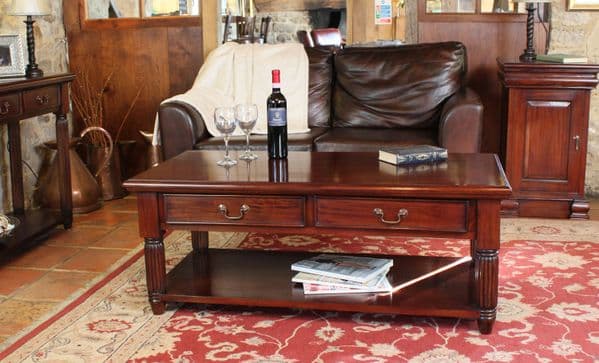La Roque Coffee Table | Mahogany Coffee Table with Drawers